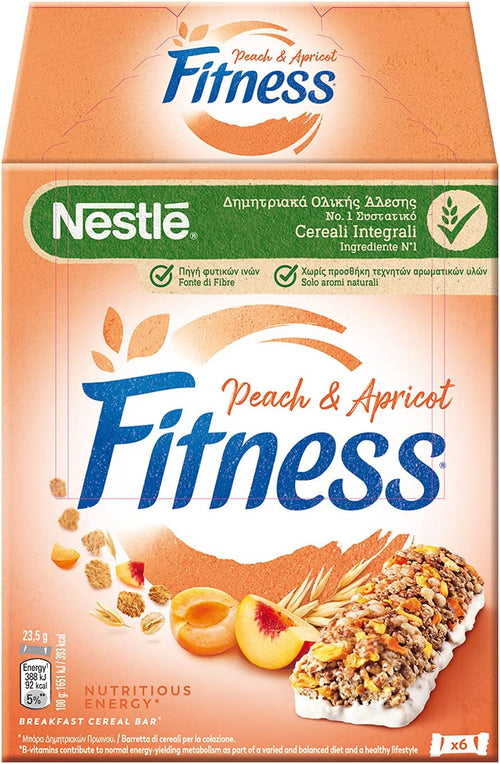 FITNESS Peach & Apricot Barrette di Cereali con Albicocche e Pesche, 6 Barrette da 23.5 g